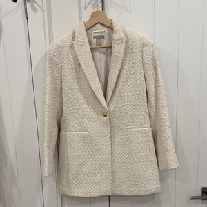 H&M Cream Textured Women's Blazer